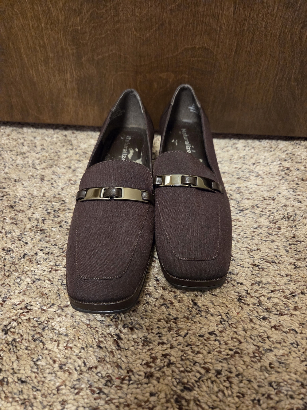 Classic Women's Brown Loafers with Metal Accent